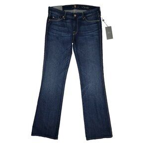 7 FOR ALL MANKIND NWT Western Flare Bootcut Whiskered‎ Denim Dark Blue Jeans 32